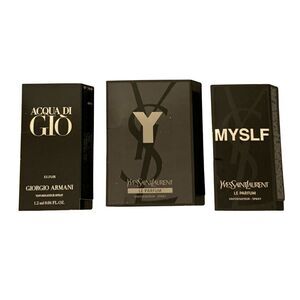 Designer Fragrance Sample Set Giorgio Armani Acqua Di Gio & YSL MYSLF Le Parfum